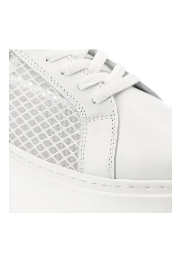 CheBello - Białe Sneakersy Chebello Damskie Modne Obuwie. Kolor: biały. Materiał: skóra. Szerokość cholewki: normalna. Sezon: wiosna. Obcas: na obcasie. Styl: elegancki, street. Wysokość obcasa: średni