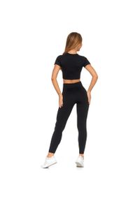 Czarny Damski Sportowy Komplet Top+Legginsy Moraj. Okazja: na co dzień. Kolor: czarny. Materiał: tkanina. Długość rękawa: krótki rękaw. Długość: krótkie. Wzór: gładki. Styl: sportowy #4