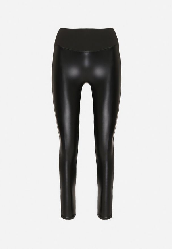 Born2be - Czarne Ocieplane Legginsy High Waist z Imitacji Skóry z Bawełną Kevemi. Stan: podwyższony. Kolor: czarny. Materiał: bawełna, skóra. Styl: elegancki