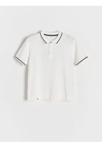 Reserved - T-shirt polo - złamana biel. Typ kołnierza: polo. Materiał: dzianina, bawełna