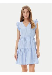 Vero Moda Sukienka codzienna 10325250 Niebieski Regular Fit. Okazja: na co dzień. Kolor: niebieski. Materiał: bawełna, syntetyk. Typ sukienki: proste. Styl: casual