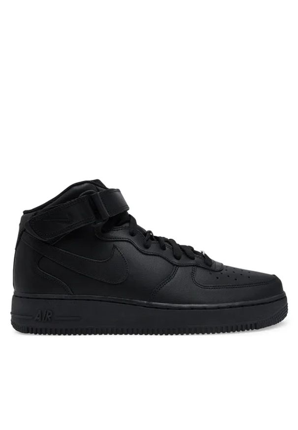 Nike - NIKE Air Force 1 '07 MID Sneakersy męskie. Okazja: na co dzień. Zapięcie: rzepy. Kolor: czarny. Materiał: skóra, guma. Szerokość cholewki: normalna. Model: Nike Air Force