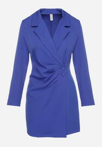 Born2be - Granatowa Sukienka Iontheme. Okazja: do pracy, na spotkanie biznesowe. Typ kołnierza: dekolt w serek. Kolor: niebieski. Styl: biznesowy, klasyczny, elegancki #3
