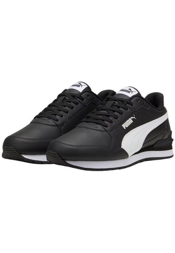 Puma - Męskie Skórzane Buty Sportowe ST Runner V4. Kolor: czarny, biały, wielokolorowy. Materiał: skóra. Sport: turystyka piesza