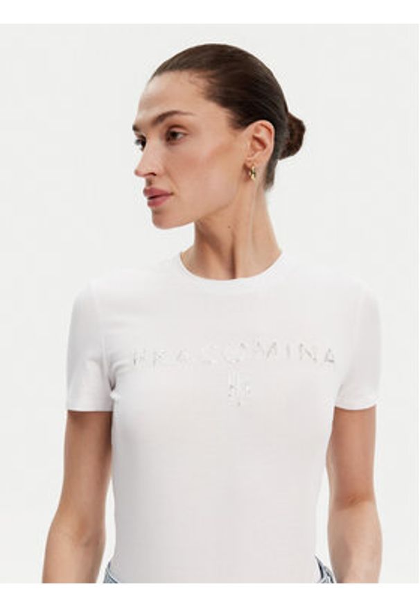 Fracomina T-Shirt FP25ST3011J449N5 Biały Slim Fit. Kolor: biały. Materiał: bawełna