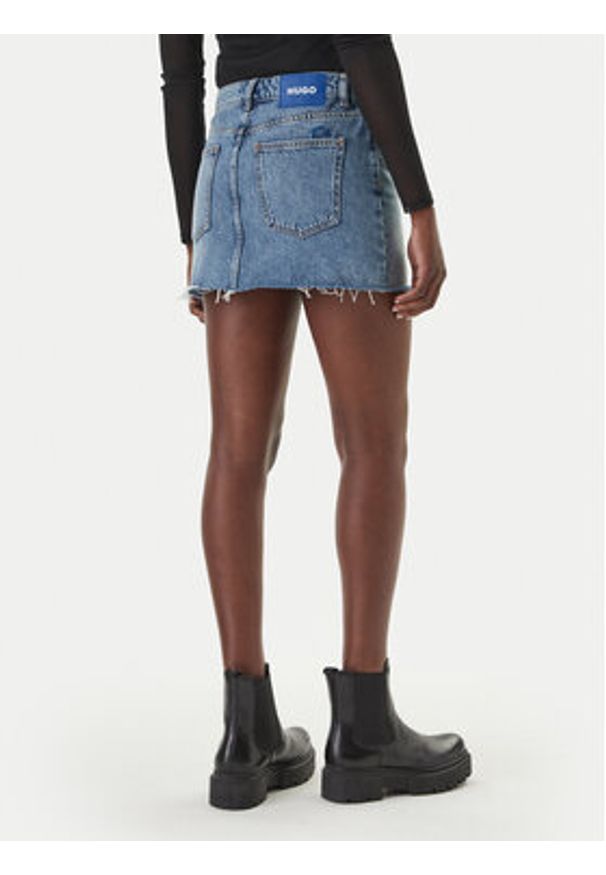 Hugo - HUGO Spódnica jeansowa Galanie 50561137 Niebieski Regular Fit. Kolor: niebieski. Materiał: bawełna