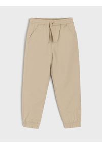 Sinsay - Spodnie joggery slim z twillu o miękkim wykończeniu - beżowy. Kolor: beżowy