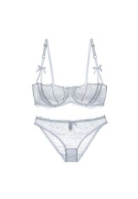 Intica - Koronkowy komplet bielizny z subtelnymi kokardkami na specjalne okazje Aristea. Kolor: biały. Materiał: koronka. Wzór: aplikacja