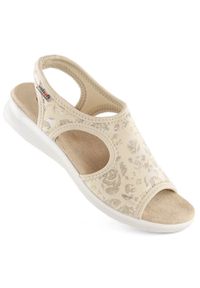 eVento - Sandały damskie wsuwane komfortowe beżowe Unisoft 7196. Zapięcie: bez zapięcia. Kolor: beżowy. Materiał: materiał #1