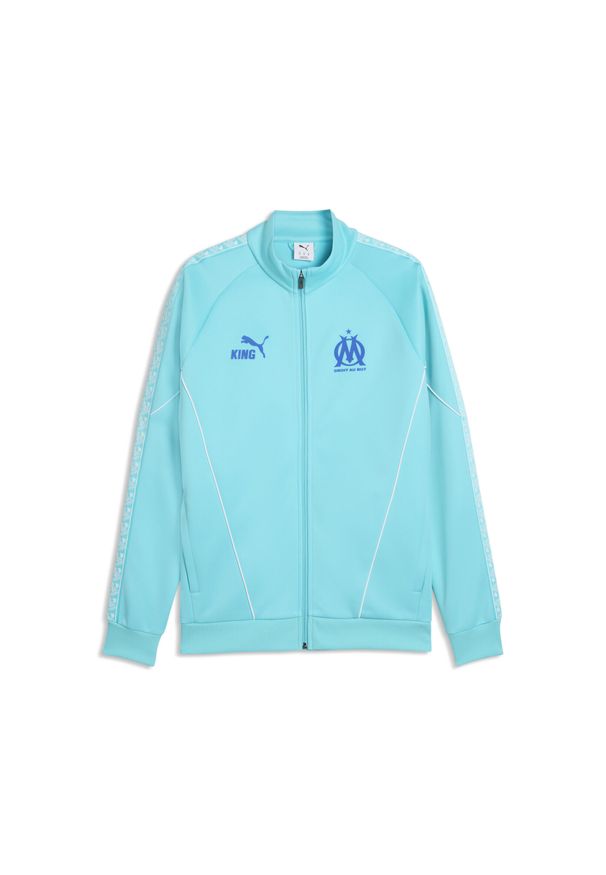 Puma - Męska kurtka Olympique Marsylia KING Anthem PUMA. Kolor: niebieski, wielokolorowy, biały. Sport: bieganie