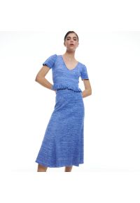 Reserved - Spódnica z marmurkowym wzorem - Niebieski. Kolor: niebieski