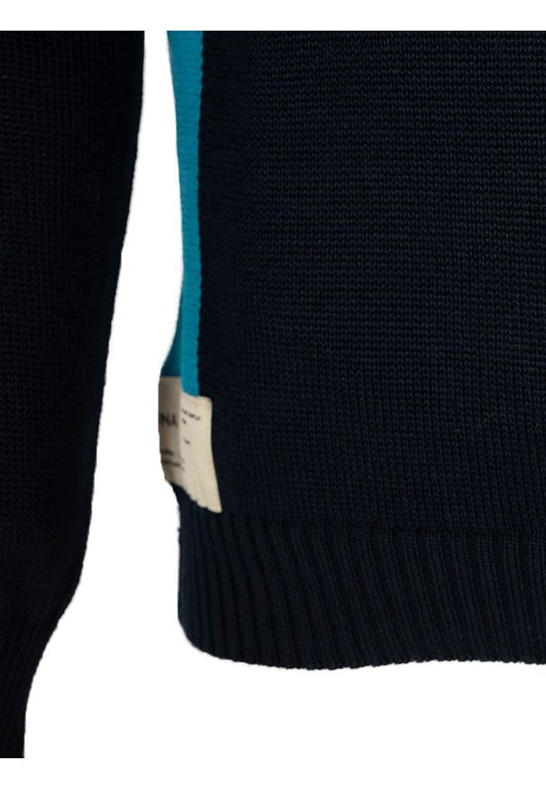 Takeshy Kurosawa Sweter "With Hood" | 83149 | Maglia | Mężczyzna | Niebieski. Okazja: na co dzień. Kolor: niebieski. Materiał: wełna, akryl. Wzór: aplikacja. Styl: casual