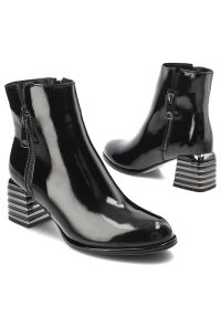 Czarne Botki S.Barski Eleganckie Obuwie Damskie Zapinane Na Suwak. Kolor: czarny. Materiał: jeans, skóra ekologiczna. Obcas: na obcasie. Styl: elegancki. Wysokość obcasa: średni #7