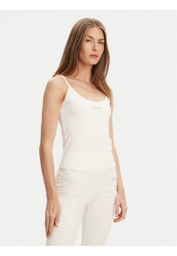 Guess Top V5RP09 KCD02 Écru Regular Fit. Materiał: syntetyk