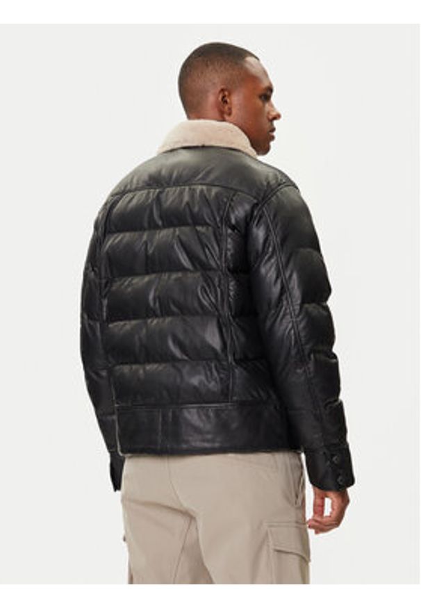 Parajumpers Kurtka skórzana Gian 25WMPMJKLE03 Czarny Regular Fit. Kolor: czarny. Materiał: skóra