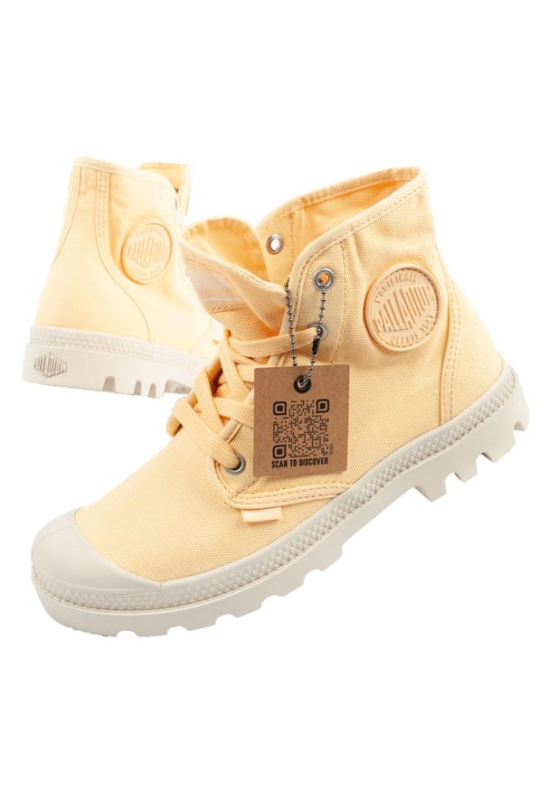 Buty sportowe za kostkę damskie Palladium Pampa Hi. Wysokość cholewki: za kostkę. Kolor: pomarańczowy. Materiał: jeans. Sport: turystyka piesza