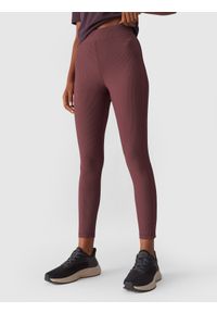 4f - 4F Legginsy prążkowane damskie - fioletowe XS. Okazja: na co dzień. Stan: podwyższony. Kolor: fioletowy. Materiał: prążkowany. Wzór: prążki, jednolity. Styl: sportowy, casual