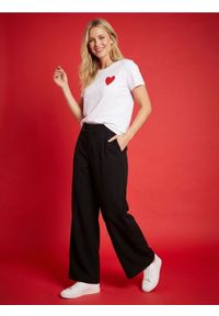 Sinsay - Spodnie wide leg z ozdobnym pasem - czarny. Kolor: czarny #1