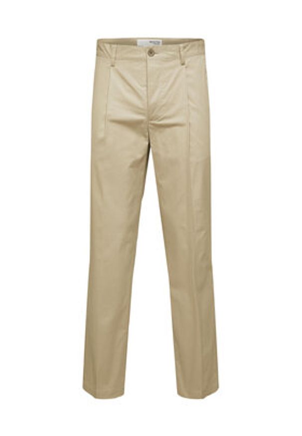 Selected Homme Chinosy 16088515 Beżowy Regular Fit. Kolor: beżowy. Materiał: bawełna