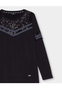 Liu Jo - LIU JO - Czarna sukienka mini z cekinami. Kolor: czarny. Długość rękawa: długi rękaw. Wzór: haft, aplikacja. Długość: mini #2