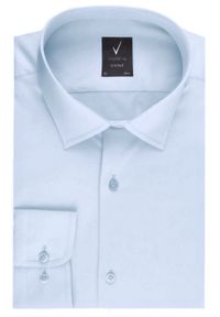 Bawełniana Koszula Elegancka, Slim - Victorio - Błękitna. Kolor: niebieski. Materiał: bawełna, elastan. Styl: elegancki #2