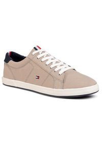 TOMMY HILFIGER - Tommy Hilfiger Tenisówki Iconic Long Lace Sneaker FM0FM01536AEP Beżowy. Kolor: beżowy. Materiał: materiał #7