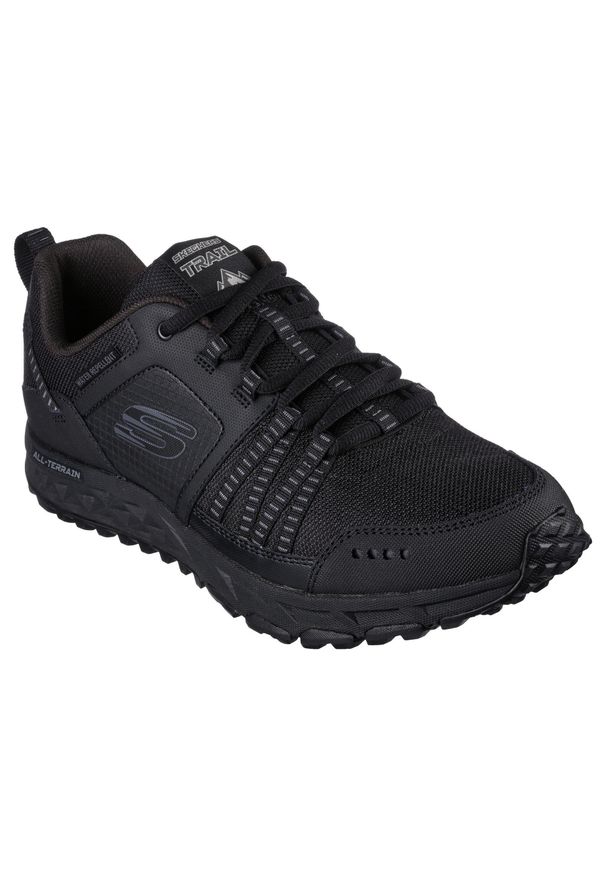 skechers - Buty do chodzenia męskie Skechers Escape Plan. Zapięcie: sznurówki. Kolor: czarny. Materiał: skóra, syntetyk, materiał. Szerokość cholewki: normalna. Sport: turystyka piesza