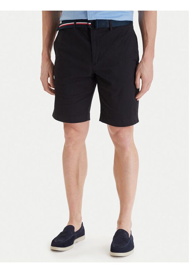TOMMY HILFIGER - Tommy Hilfiger Szorty materiałowe Denton MW0MW42349 Czarny Slim Fit. Kolor: czarny. Materiał: bawełna