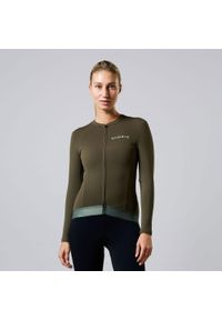 ACELERA - Damska kurtka kolarska Thermo Fleece z długim rękawem. Kolor: zielony. Materiał: polar. Długość rękawa: długi rękaw. Długość: długie. Sport: kolarstwo #1