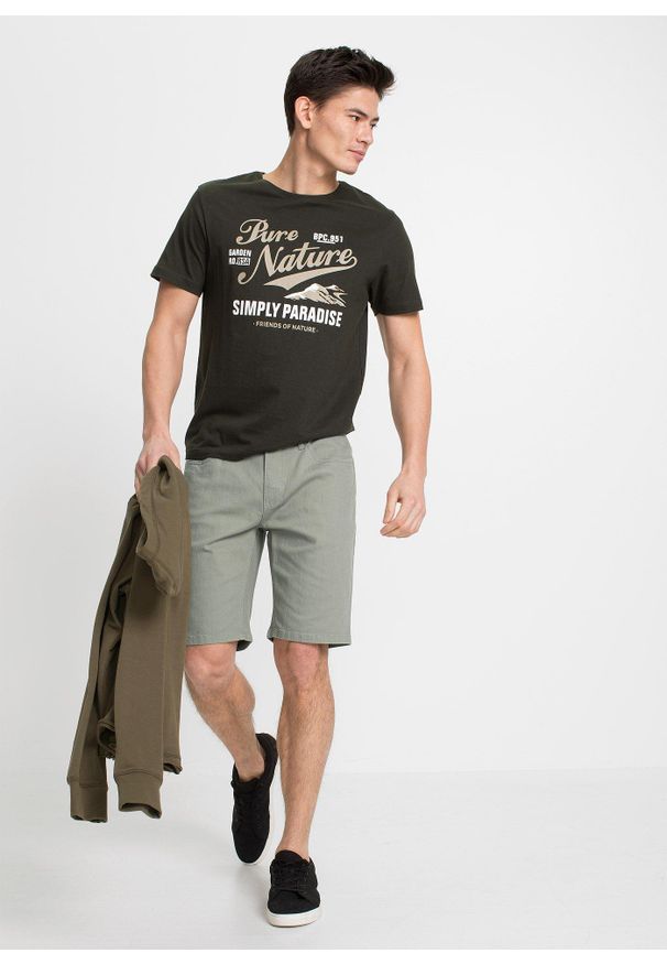 bonprix - Bermudy ze stretchem, regular fit (2-pak). Kolor: beżowy