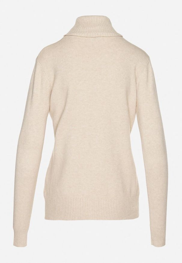 Born2be - Beżowy Sweter z Golfem z Domieszką Kaszmiru i Wiskozy Zaisma. Okazja: na co dzień. Typ kołnierza: golf. Kolor: beżowy. Materiał: wiskoza, kaszmir. Długość rękawa: długi rękaw. Długość: długie. Styl: elegancki, casual