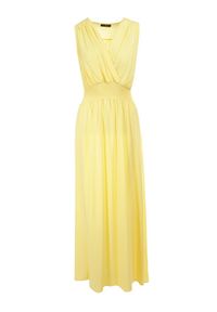 Born2be - Żółta Sukienka Clymiolea. Kolor: żółty. Materiał: tkanina, wiskoza. Długość rękawa: na ramiączkach. Wzór: jednolity. Typ sukienki: kopertowe. Styl: elegancki. Długość: maxi #3