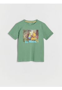 Reserved - T-shirt oversize Minionki - zielony. Kolor: zielony. Materiał: bawełna, dzianina. Wzór: motyw z bajki