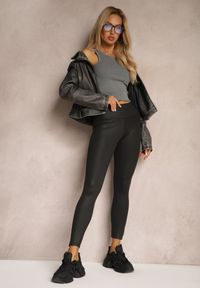 Renee - Czarne Legginsy High Waist z Lekkim Ociepleniem Merilanis. Okazja: na co dzień. Stan: podwyższony. Kolor: czarny. Styl: casual, elegancki