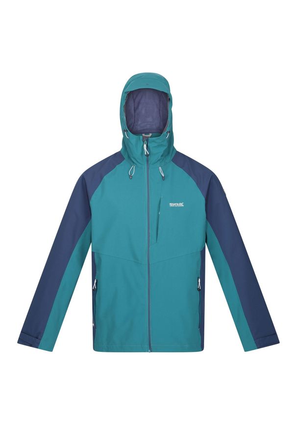 Regatta - Męska Kurtka Przeciwdeszczowa Britedale LED. Kolor: wielokolorowy, niebieski, zielony. Sport: turystyka piesza