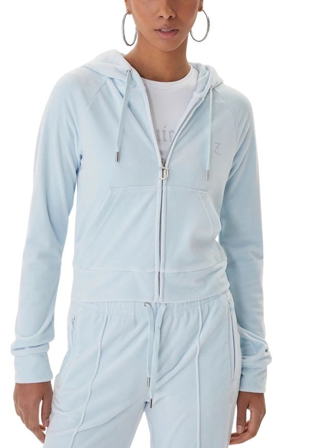Juicy Couture - JUICY COUTURE Błękitna bluza damska Madison Outline, Rozmiar XS. Okazja: na co dzień. Kolor: niebieski. Materiał: materiał. Styl: casual