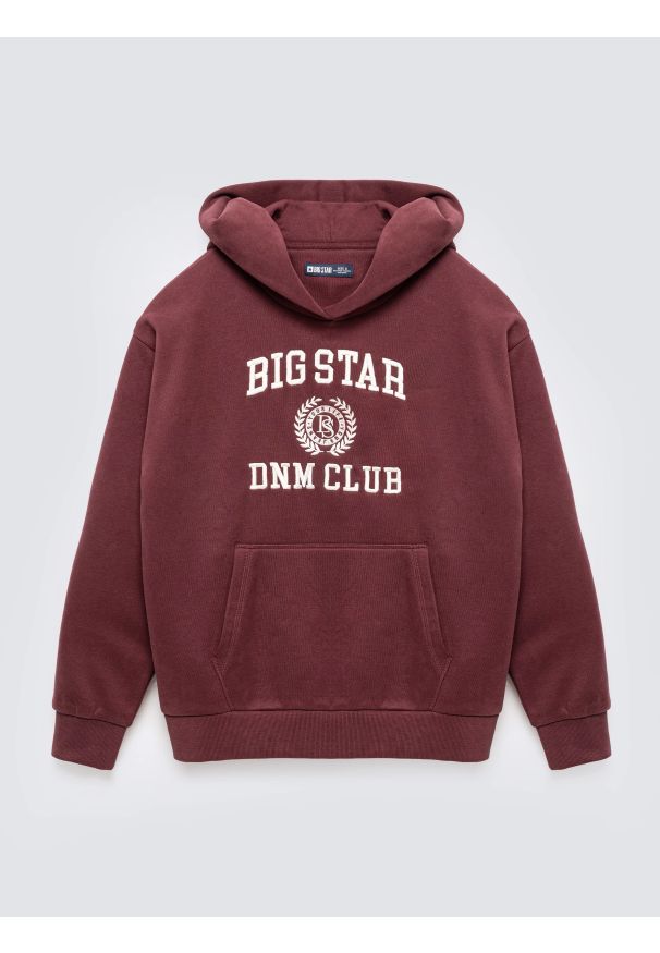 Big-Star - Bluza damska z kapturem z haftem bordowa Merta 604. Okazja: na co dzień. Typ kołnierza: kaptur. Kolor: czerwony. Materiał: jeans, dzianina. Wzór: haft. Styl: casual, klasyczny