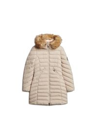 Parka dla kobiet Superdry Fuji. Kolor: szary, beżowy, wielokolorowy. Sezon: zima #1