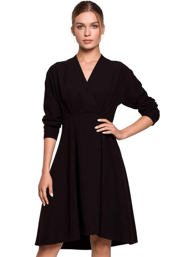 Style - Elegancka kopertowa sukienka z rozkloszowanym dołem. Materiał: wiskoza, elastan. Typ sukienki: kopertowe. Styl: elegancki. Długość: mini