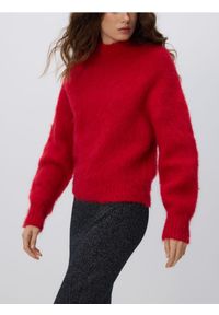 Reserved - Sweter z alpaką - czerwony. Kolor: czerwony. Materiał: wełna, dzianina #1