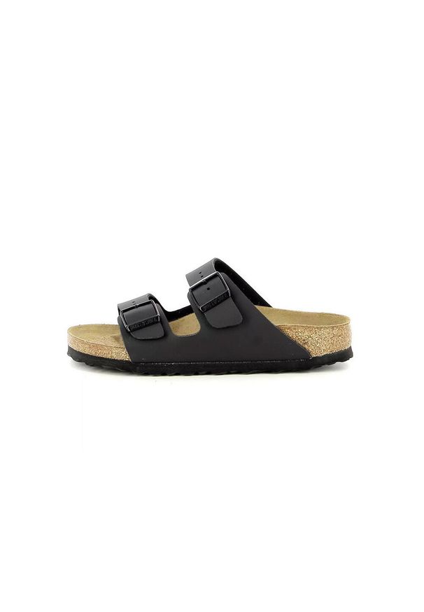 Klapki damskie Birkenstock Arizona BS W. Zapięcie: bez zapięcia. Kolor: czarny. Materiał: skóra, syntetyk, materiał. Szerokość cholewki: normalna. Sport: turystyka piesza