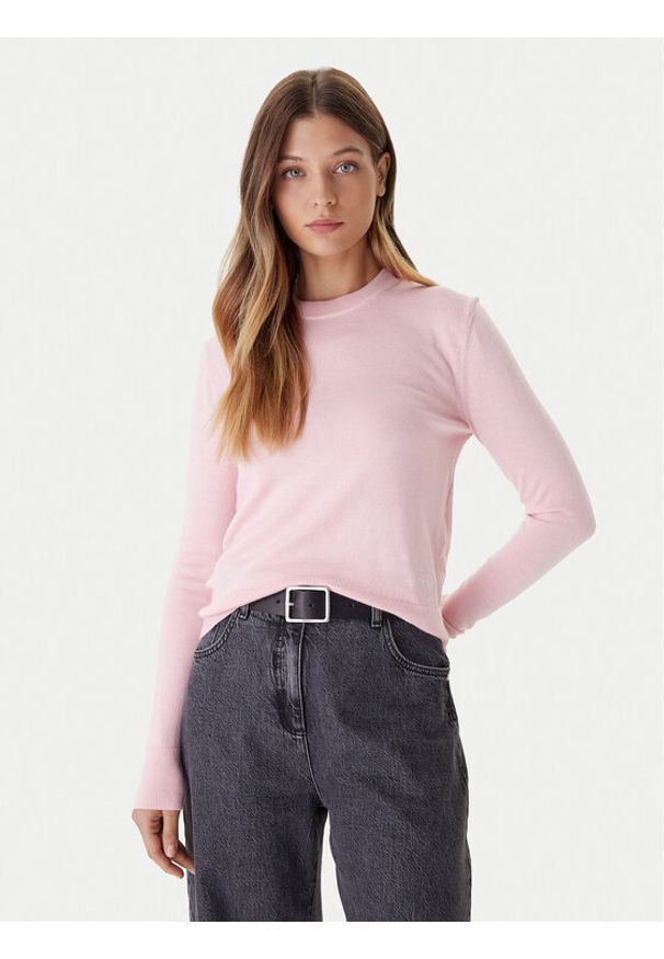 Calvin Klein Sweter LV044D370G Różowy Regular Fit. Kolor: różowy. Materiał: syntetyk