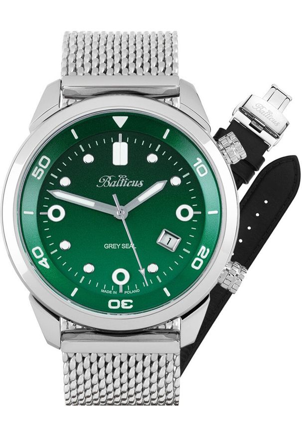 BALTICUS - Zegarek męski Balticus BLT-BALGSGRN-B srebrny. Kolor: srebrny