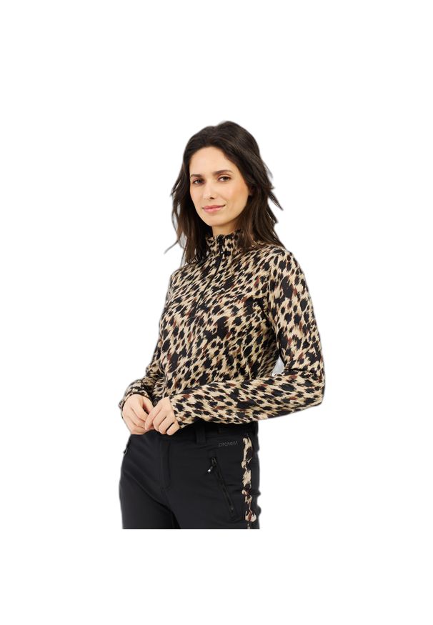 Damski polar 1/4 zip Protest Vessy. Kolor: wielokolorowy, beżowy, brązowy. Materiał: polar