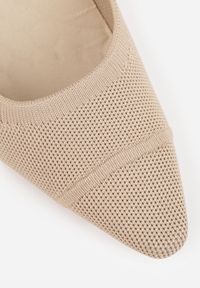 Born2be - Ciemnobeżowe Czółenka VICES ze Sportowej Tkaniny na Słupku Waesbella. Nosek buta: otwarty. Kolor: beżowy. Materiał: tkanina. Obcas: na słupku. Styl: sportowy. Wysokość obcasa: średni #2