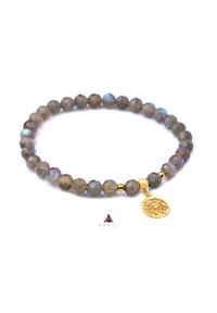 Brazi Druse Jewelry - Bransoletka Labradoryt Zawieszka Mandala. Materiał: pozłacane, srebrne. Wzór: aplikacja. Kamień szlachetny: labradoryt #2