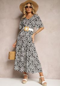 Renee - Czarna Casualowa Sukienka z Rozkloszowanym Fasonem Wilalila. Okazja: na co dzień. Kolor: czarny. Materiał: wiskoza. Długość rękawa: krótki rękaw. Styl: casual #5