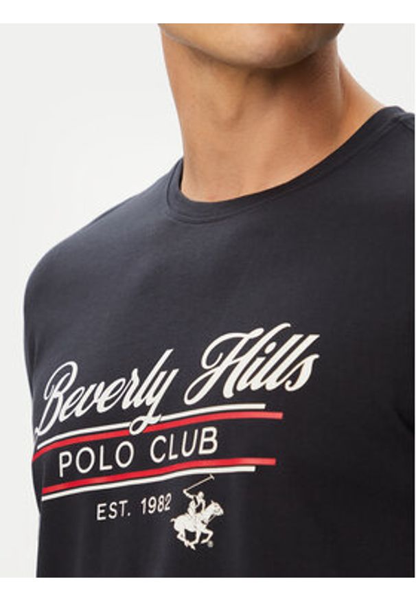 Beverly Hills Polo Club T-Shirt P-SS26M-TS1302 Granatowy Regular Fit. Typ kołnierza: polo. Kolor: niebieski. Materiał: bawełna