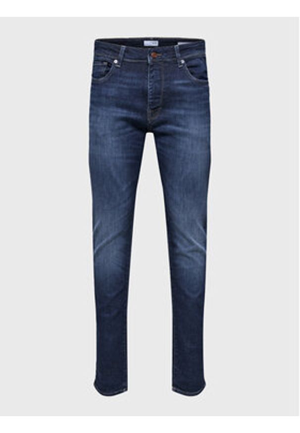 Selected Homme Jeansy Leon 16088264 Granatowy Slim Fit. Kolor: niebieski