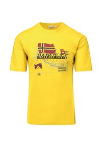 Napapijri - T-shirt NAPAPIJRI STARLIGHT. Kolor: żółty. Materiał: bawełna